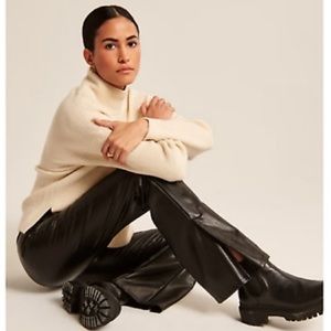 A&F split hem flare leather leggings